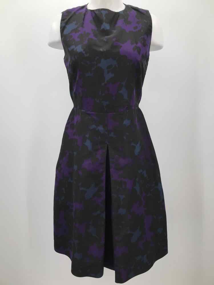 Burberry Purple Size 6 Printed Midi Sleeveless Dress