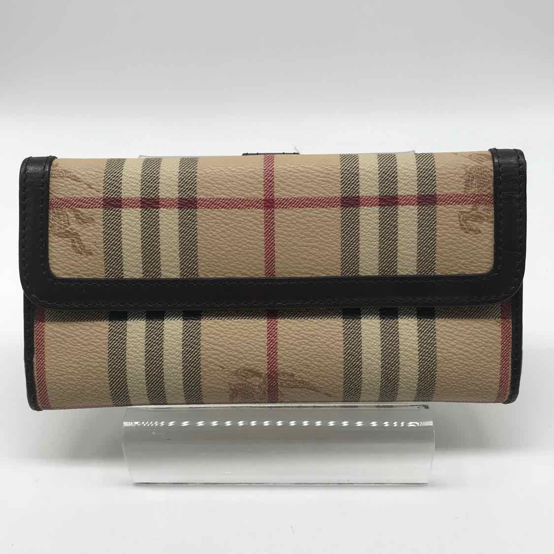 Burberry Tan Plaid Wallet Clasp Wallet