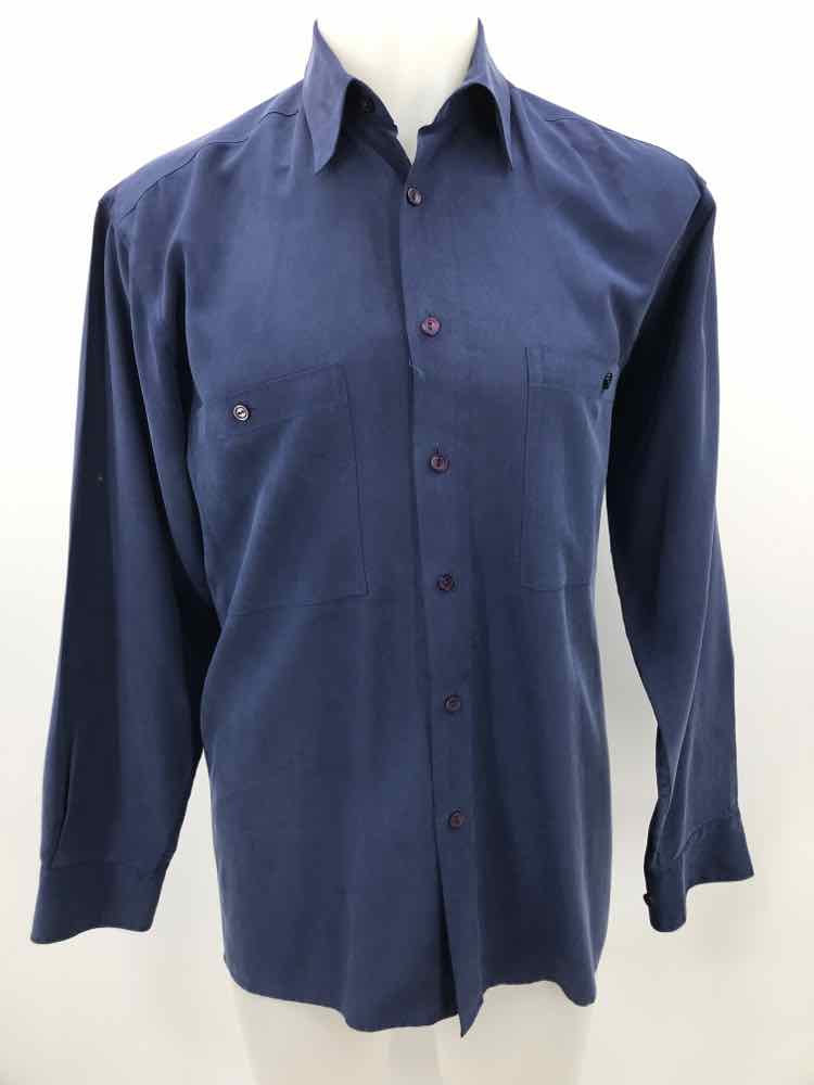 Burma Bibas Navy Small Silk Men's Button Down