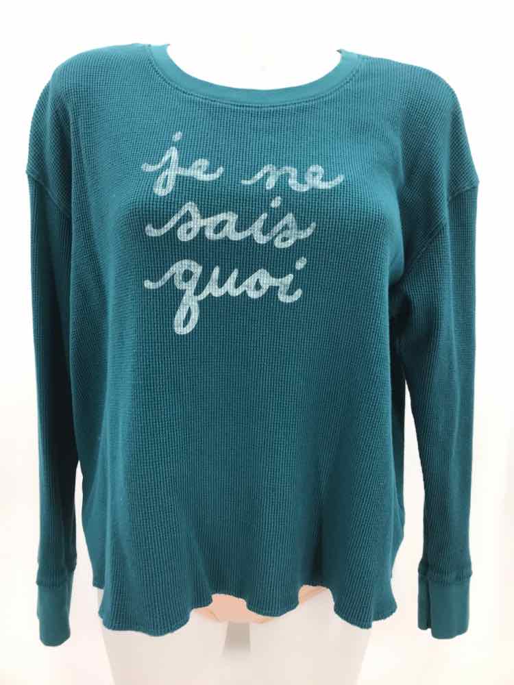 By Anthropologie Green Size Medium Graphic Thermal Sweater