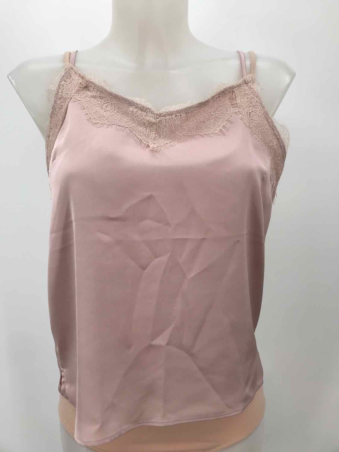 By Anthropologie Pink Size XS Polyester Lace V Neck Tank Top