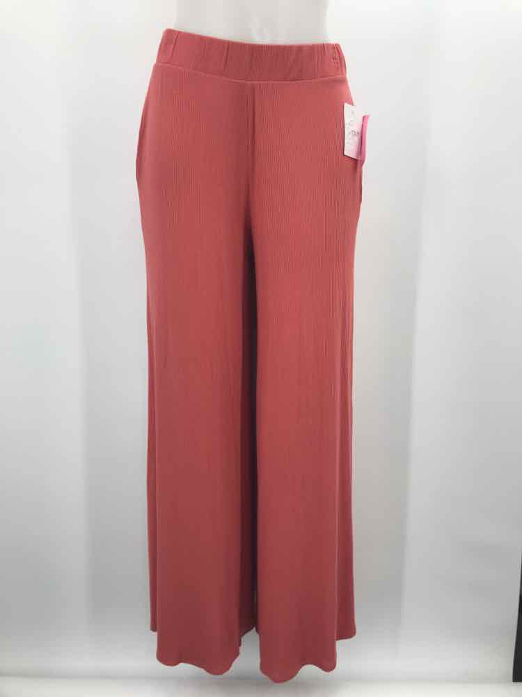 By Together Red Size Medium Ribbed Wide Leg Pull On Pants