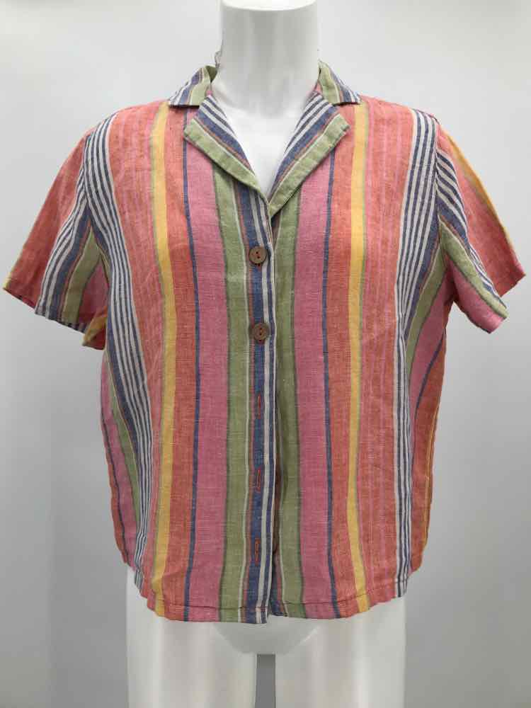 C&C California Orange Size Small Linen Stripe Button Down