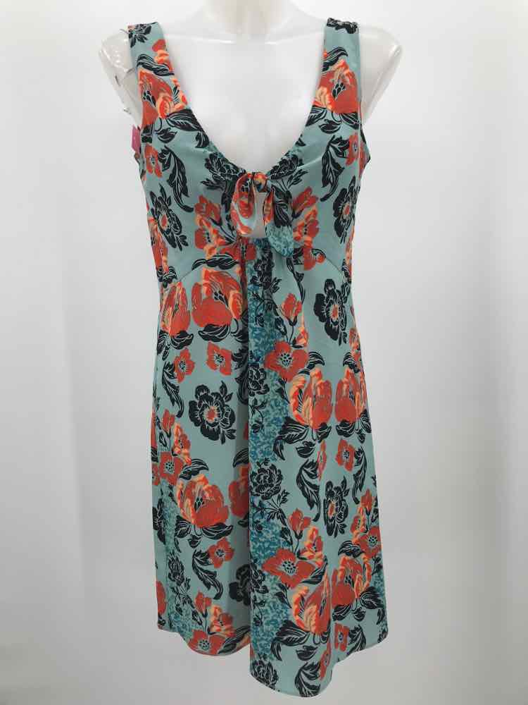 Cabi Blue Size Small Floral Keyhole Knee Length Sleeveless Dress