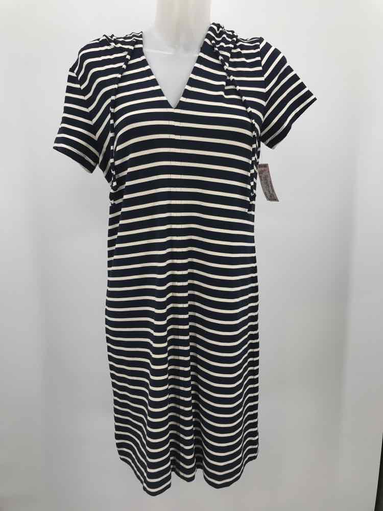 Cabi Navy Size Small Strapless Hooded Knee Length Short Sleeve Dress