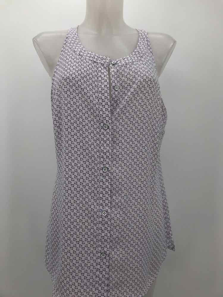 Cabi Pink Size Medium Polyester Printed Button Down Sleeveless Top