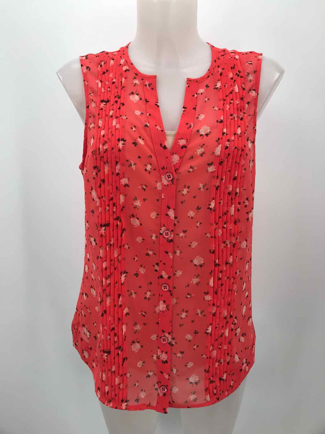 Cabi Red Size Small Floral Button Down Tank Top