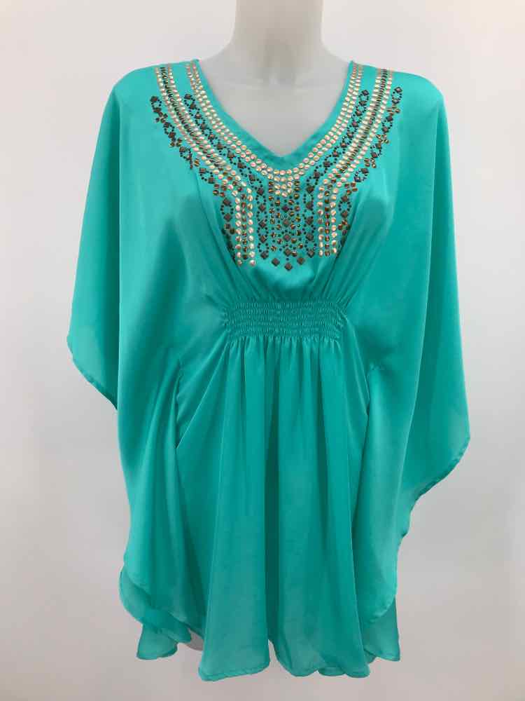 Cache Blue Size Small Studded Ruched Tunic