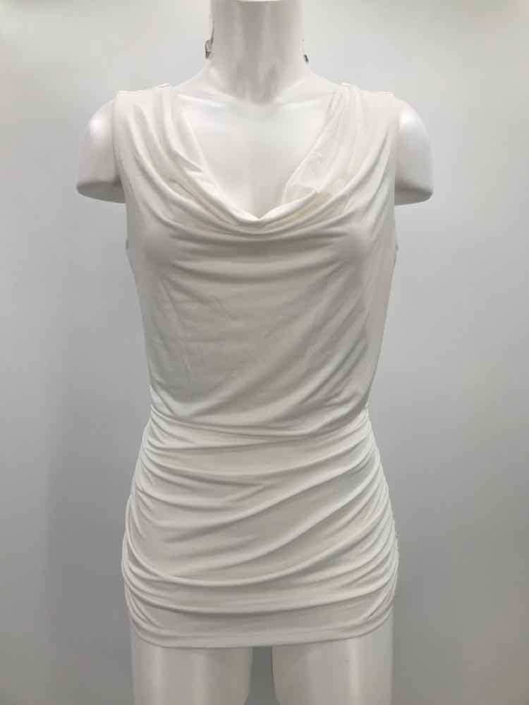 Cache White Size Small Draped Ruched Tank Top