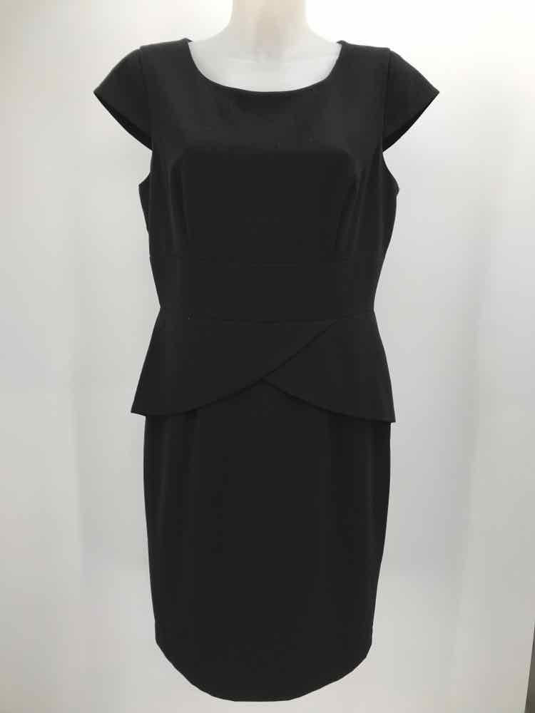 Calvin Klein Black Size 12 Layered Midi Short Sleeve Dress