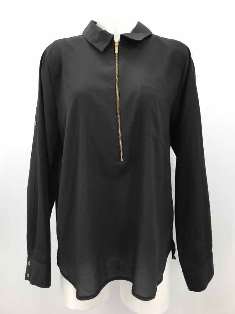 Calvin Klein Black Size Large Long Sleeve Blouse