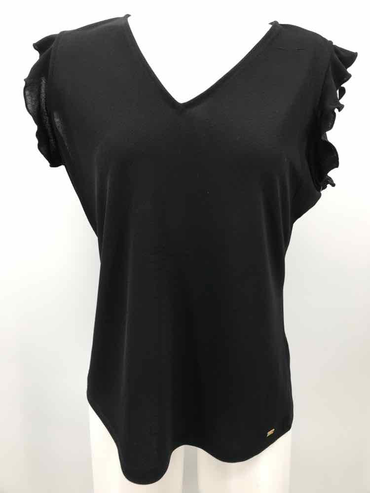 Calvin Klein Black Size Large Ruffle Sleeve Blouse