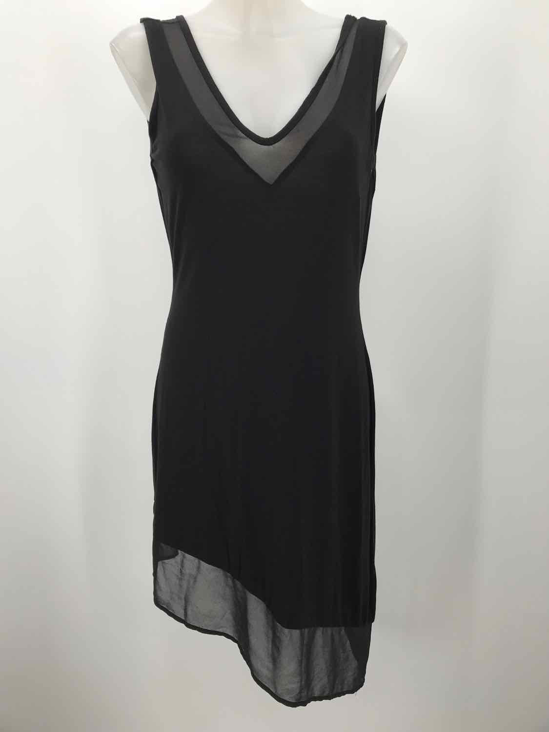 Calvin Klein Black Size Small Flowy Overlay Knee Length Sleeveless Dress