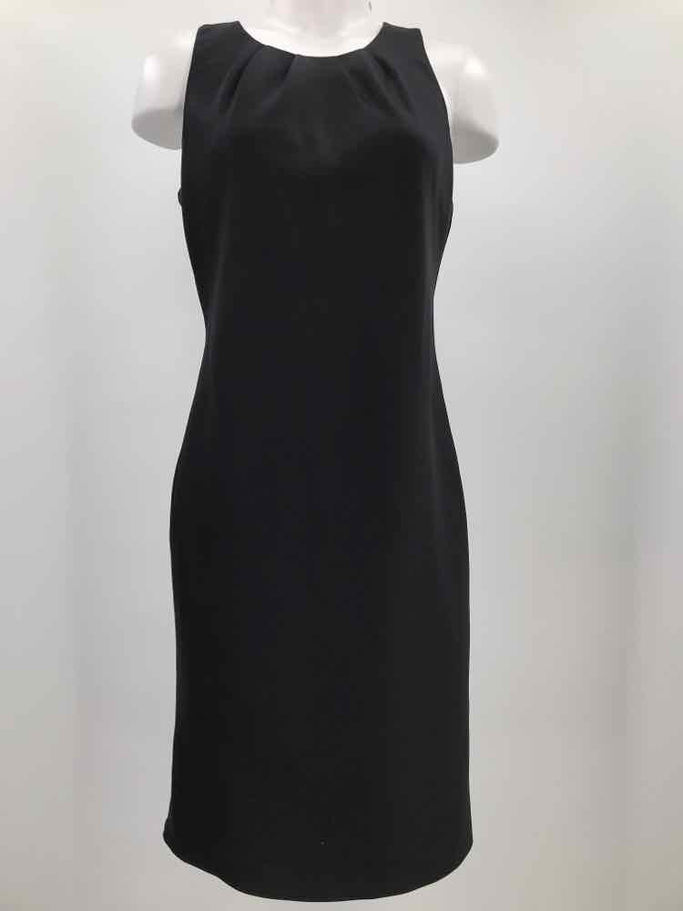 Calvin Klein Black Size Small Pleated Knee Length Sleeveless Dress