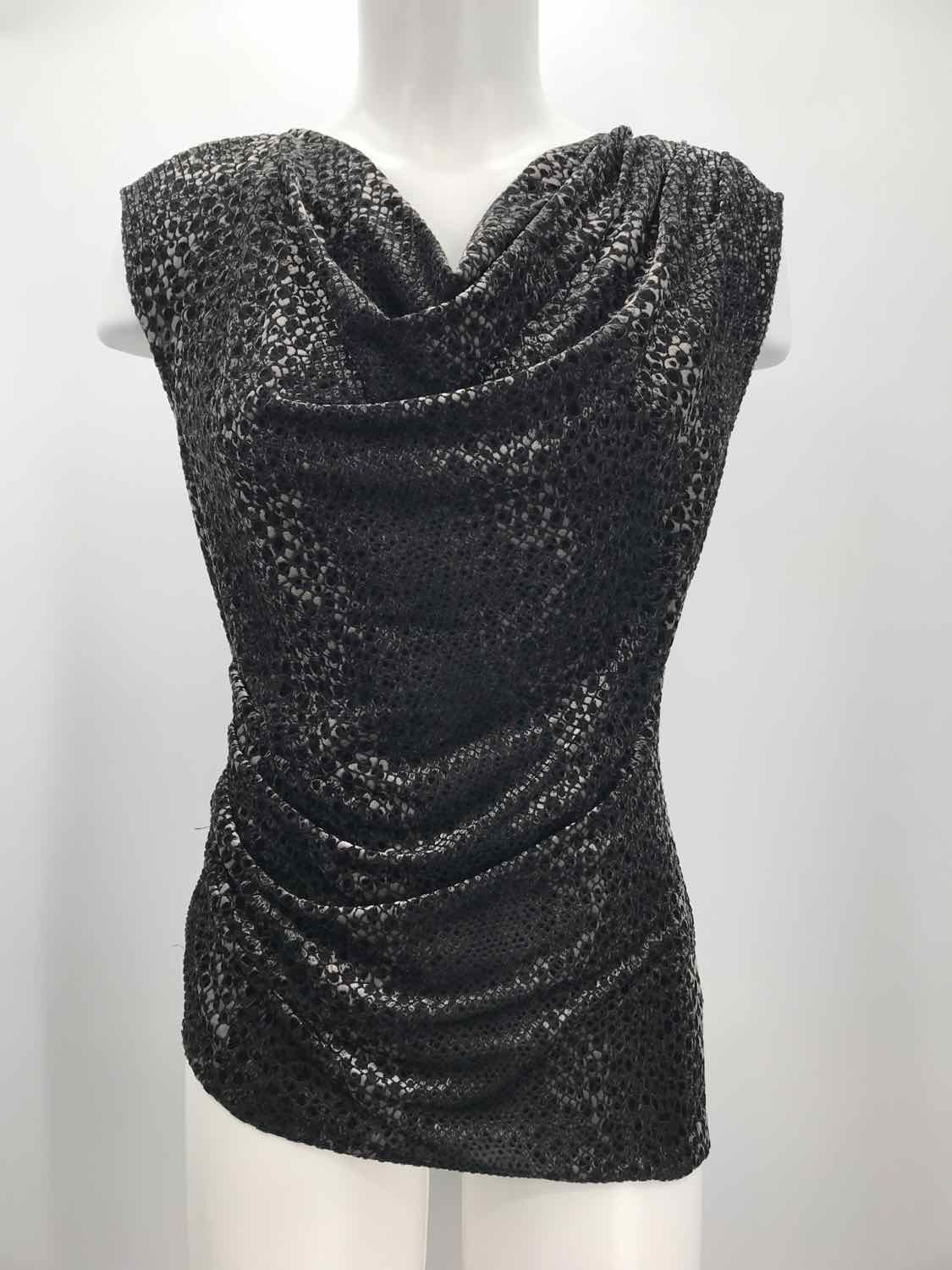 Calvin Klein Black Size XS Ruched Cowl Neck Blouse