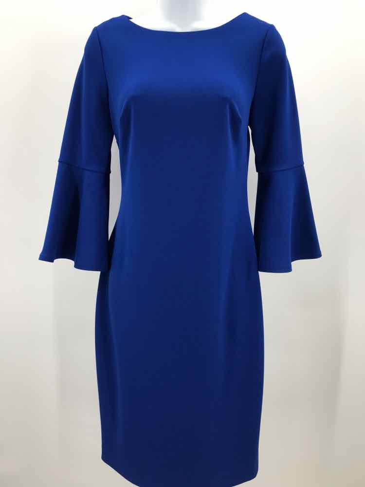 Calvin Klein Blue Size 4 Knee Length Bell Sleeve Dress