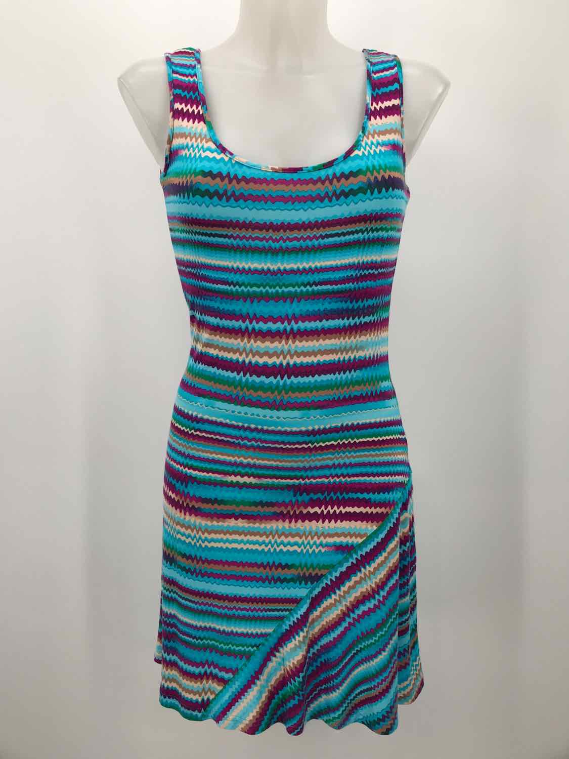 Calvin Klein Blue Size 6 Printed Short Sleeveless Dress