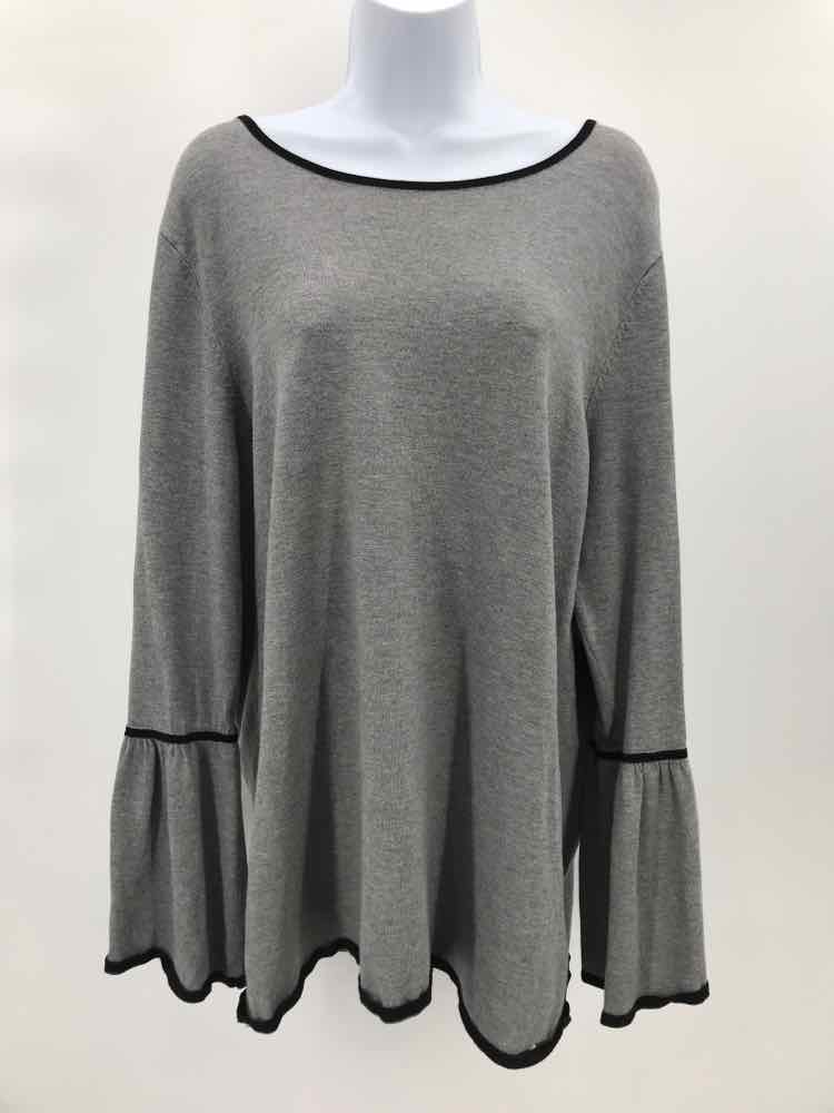 Calvin Klein Grey Size XL Bell Sleeve Sweater