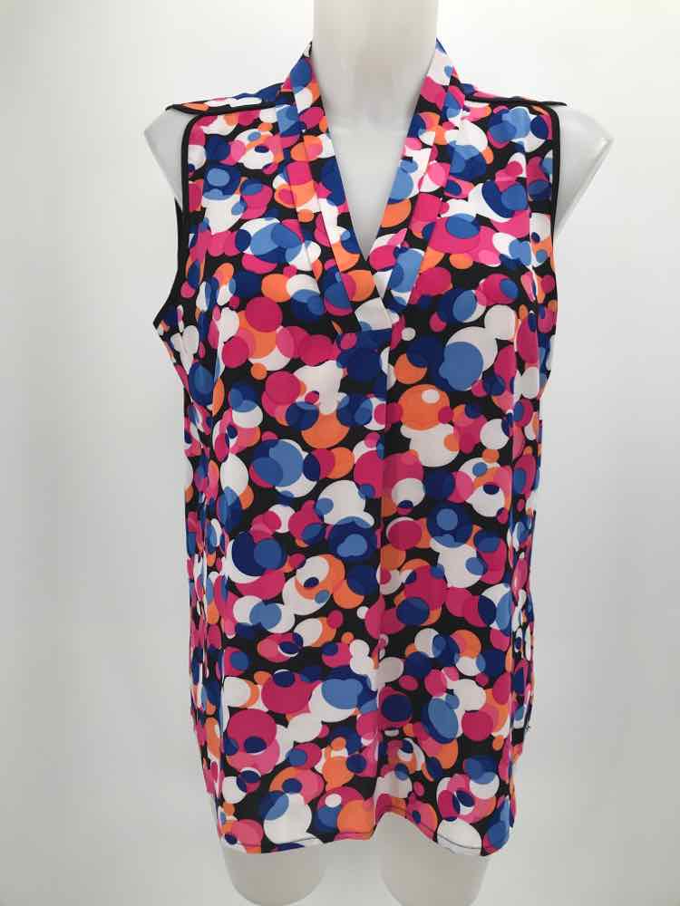 Calvin Klein Pink Size Medium Polka Dot V Neck Sleeveless Top