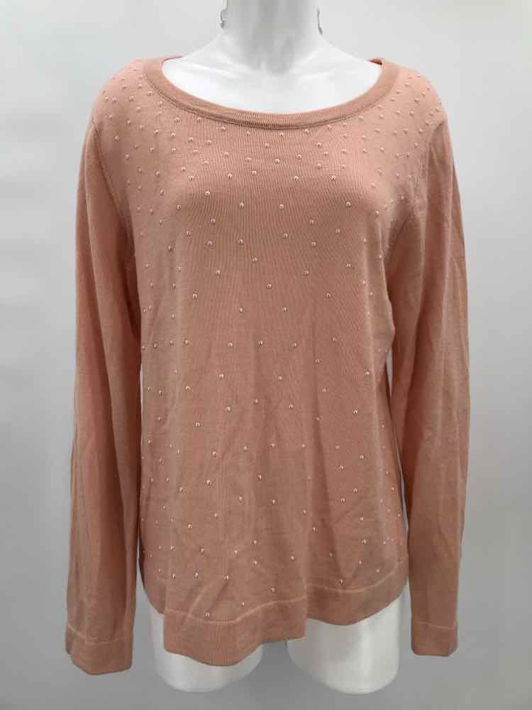 Calvin Klein Pink Size XL Faux Pearl Sweater