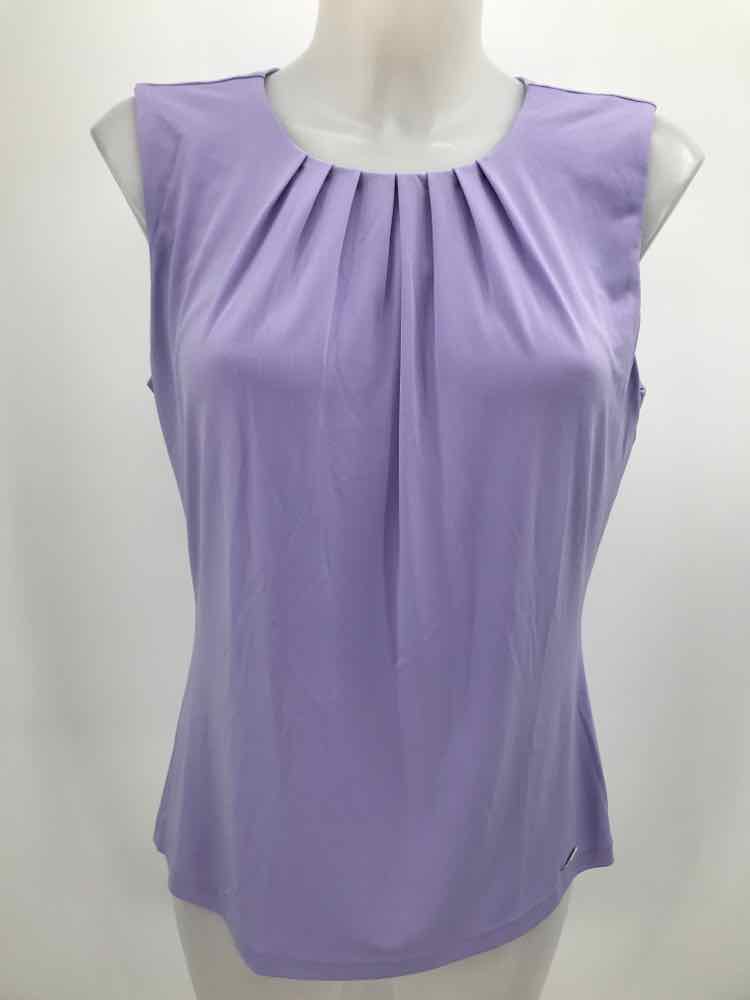 Calvin Klein Purple Size Medium Pleated Tank Top