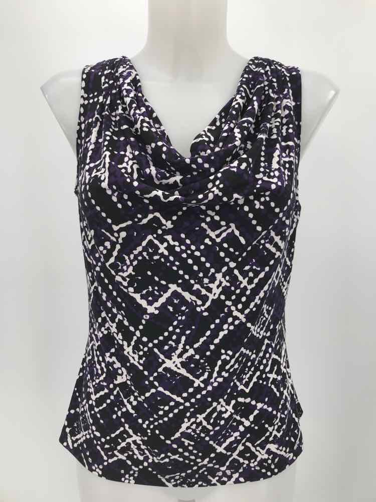 Calvin Klein Purple Size Small Printed Cowl Neck Tank Top