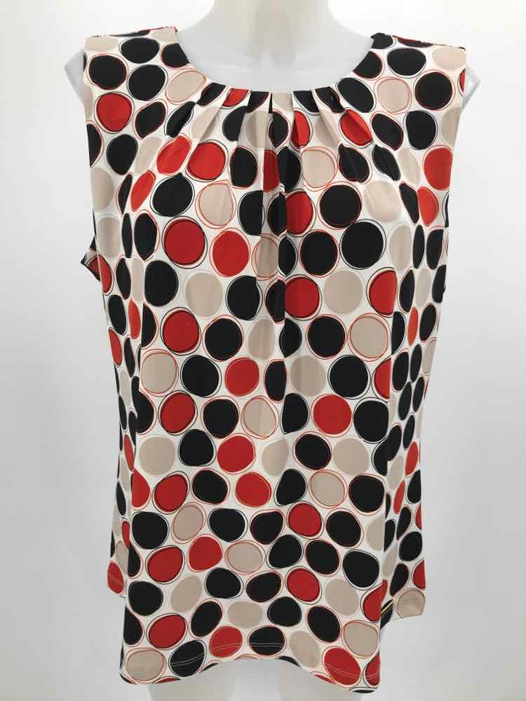 Calvin Klein Tan Size XL Polka Dot Sleeveless Top