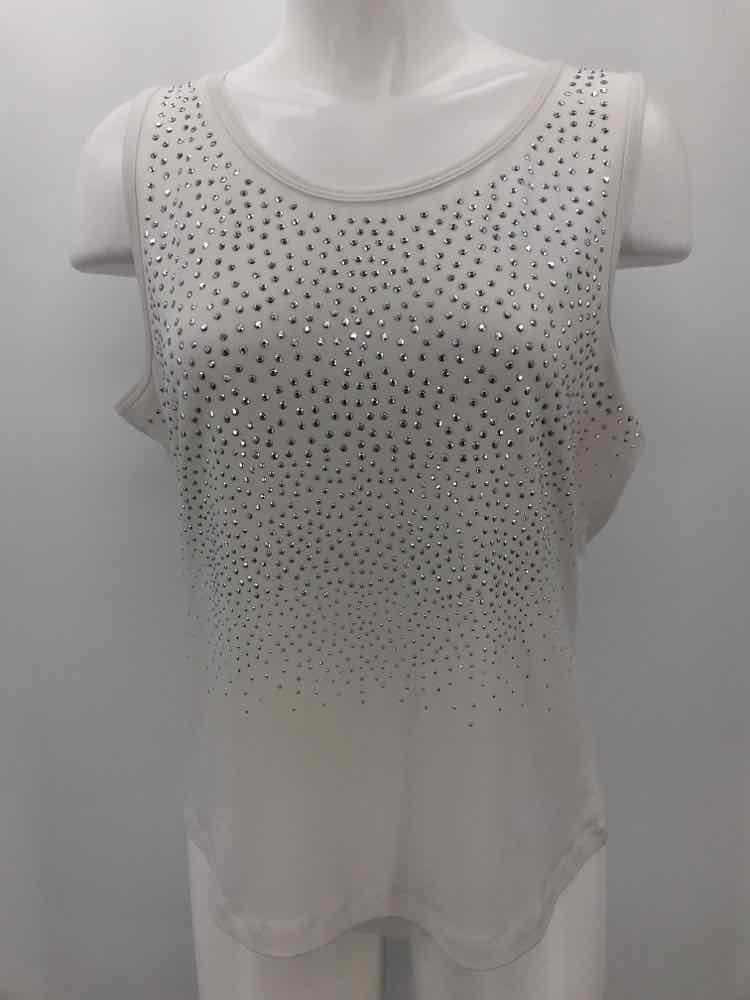 Calvin Klein White Size Large Studded Knit Tank