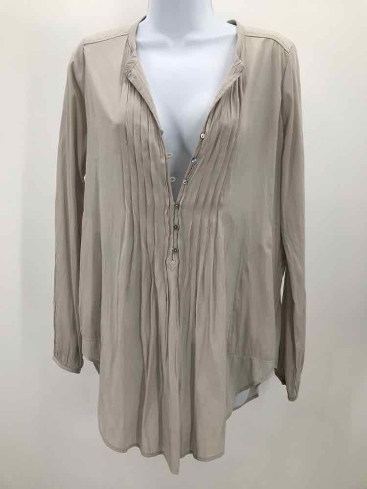 Calypso Grey Size Small Pleated Long Sleeve Blouse