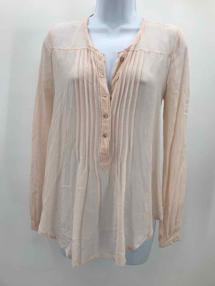 Calypso Pink Size XS Silk Pleated Long Sleeve Blouse