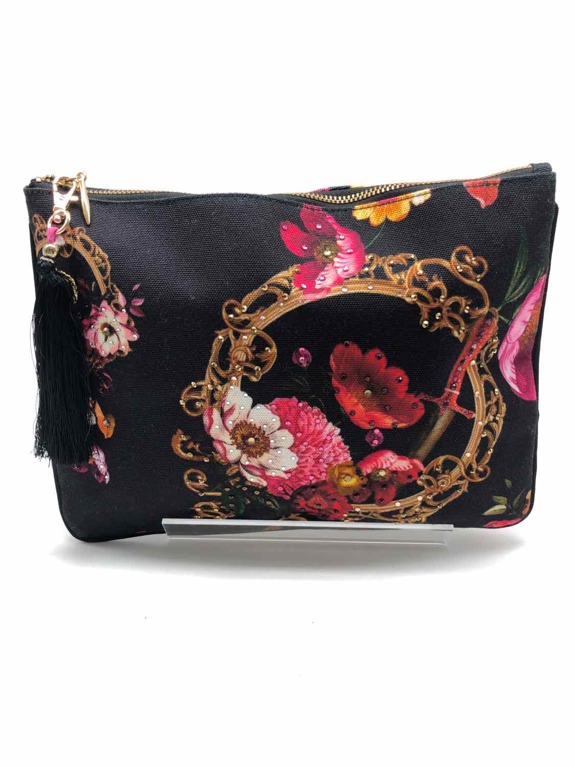 Camilla Black Floral Sequin Clutch