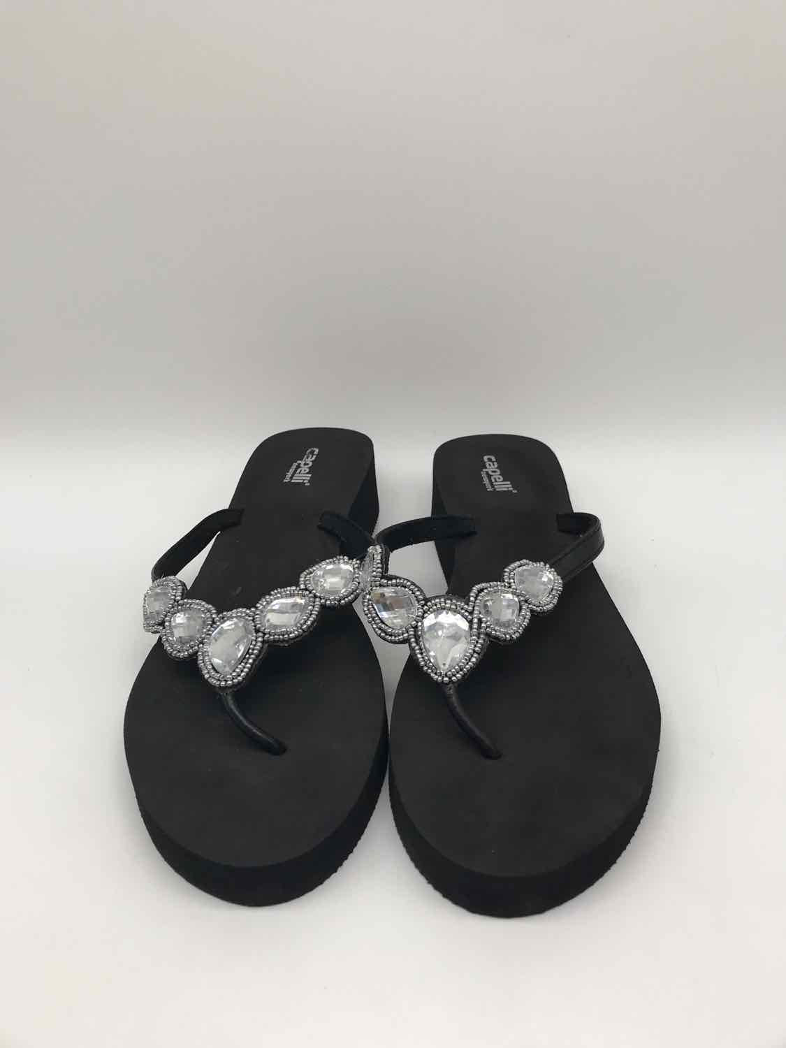 Capelli Black Size 7 Flip Flop Sandals