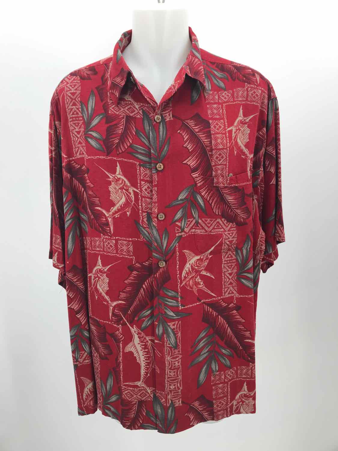 Caribbean Red 2X Printed Short Sleeve Men's Button Down