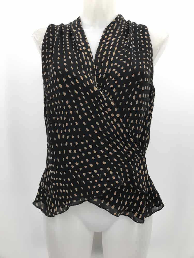 Carlisle Black Size 10 Silk Animal Print Sleeveless Cardigan