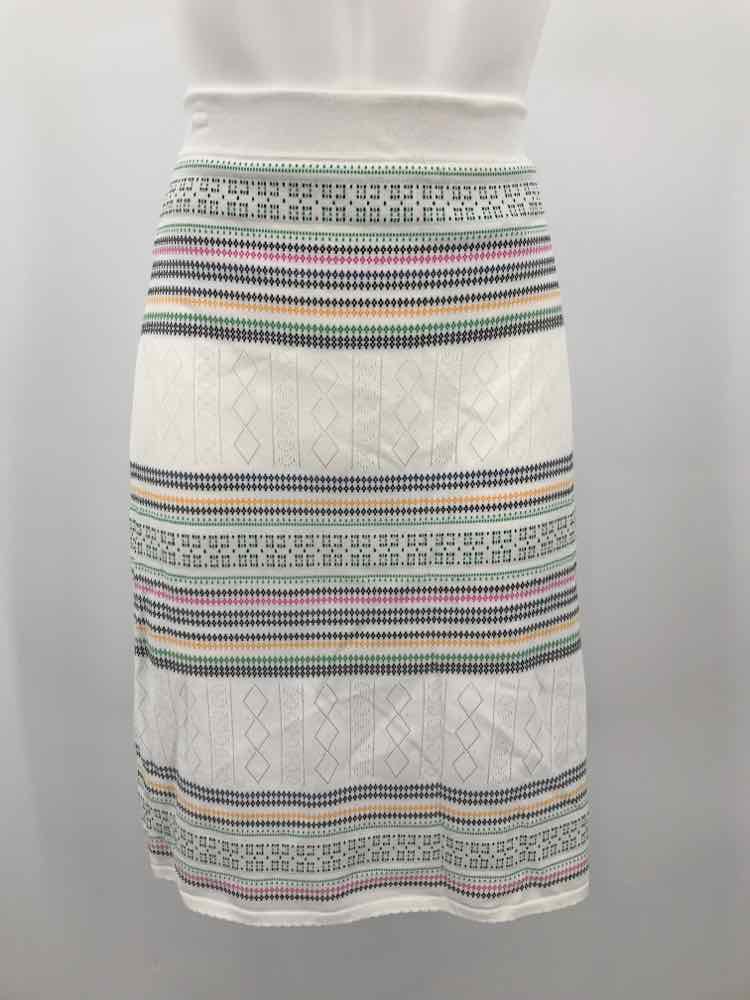 Carlisle White Size Medium Embroidered Midi Skirt