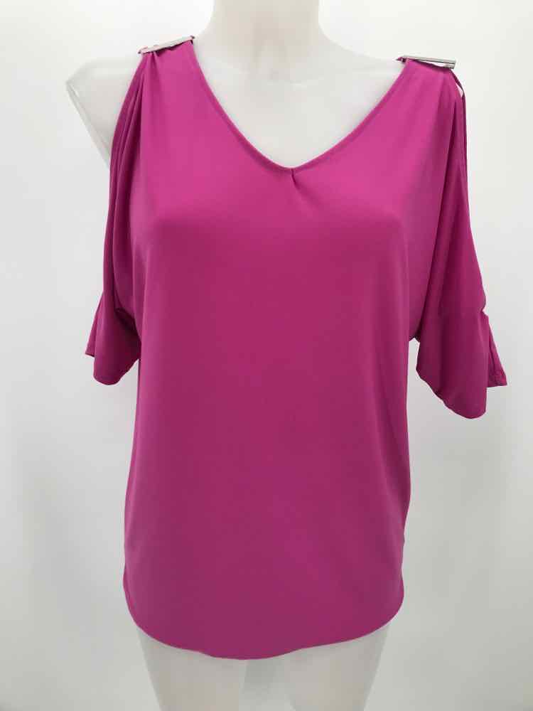 Carmen by Carmen Marc Valvo Purple Size Medium Open Shoulder Blouse