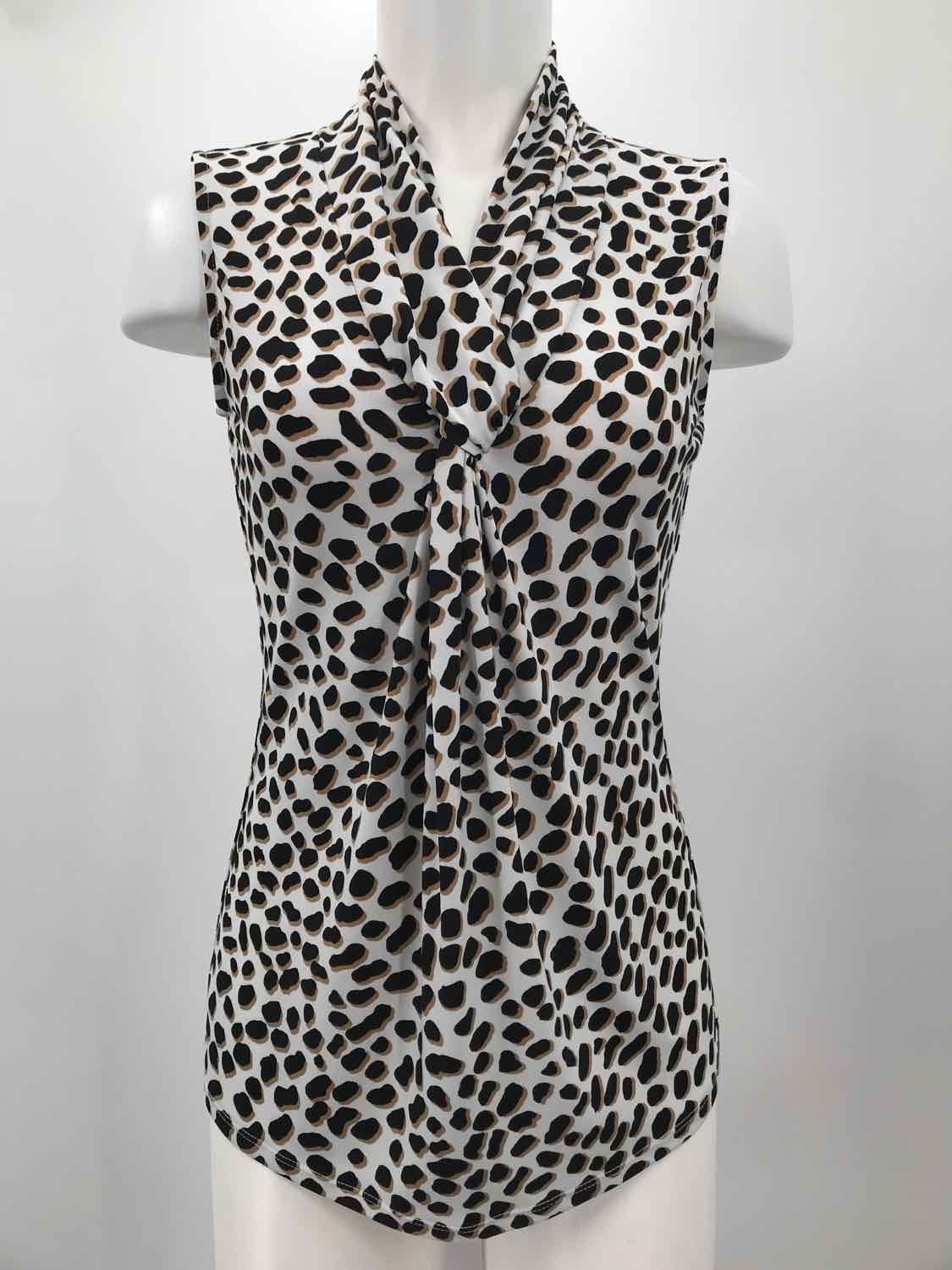 Carmen by Carmen Marc Valvo White Size Small Spotted Knotted Tank Top