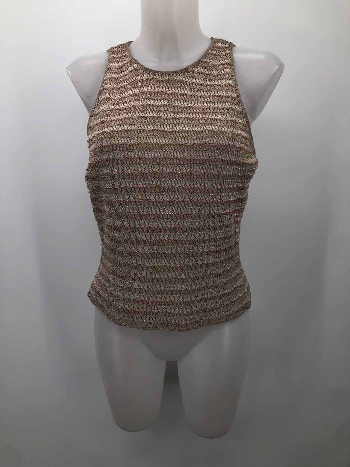 Carmen Marc Valvo Gold Size Medium Metallic Knit Tank