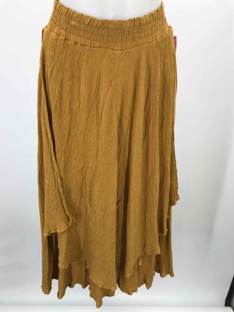 Carole Little Yellow Size 8 Rayon Rubber Maxi Skirt