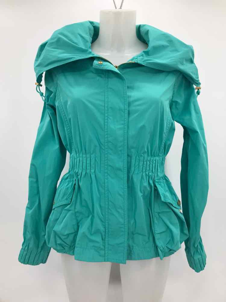 Carolina Herrera Blue Size Small Ruched Zip Up Jacket