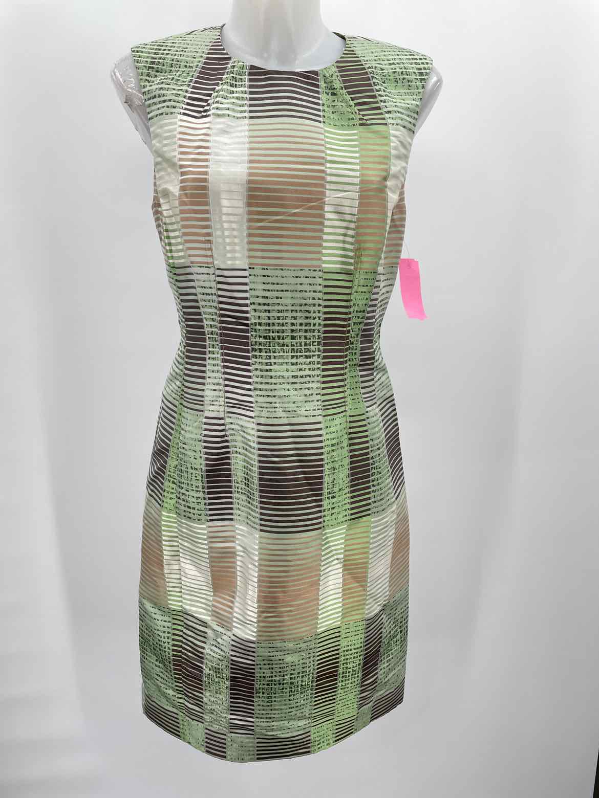 Carolina Herrera Green Size 8 Silk Printed Midi Short Sleeve Dress