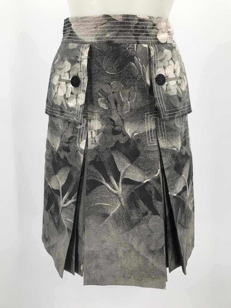 Carolina Herrera Grey Size 2 Floral A Line Skirt