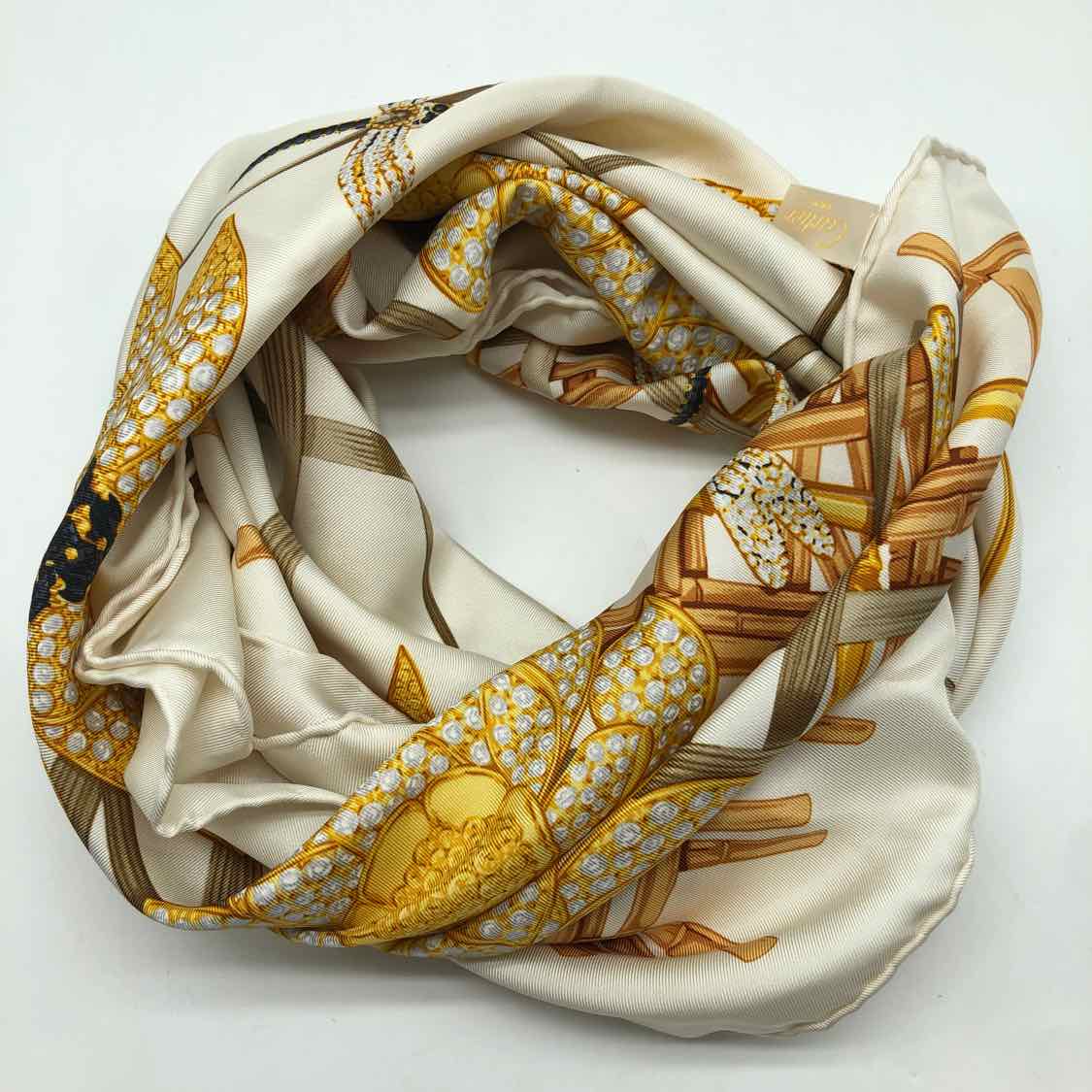 Cartier Ivory Silk Graphic Scarves