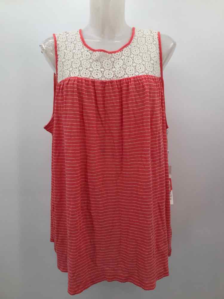 Caslon Coral Size 2X Stripe Tank Top