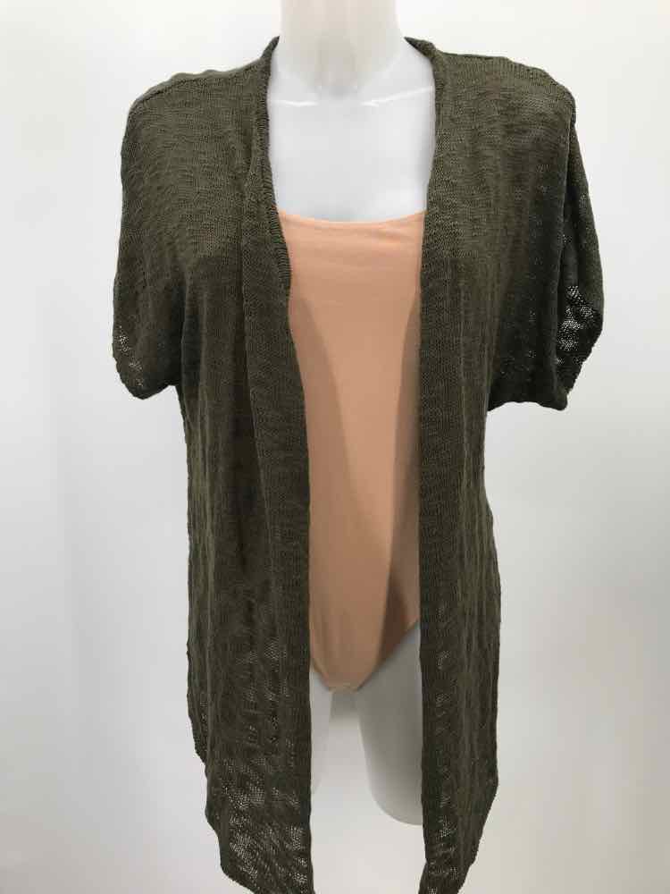 Catherine Malandrino Green Size Medium Open Short Sleeve Cardigan