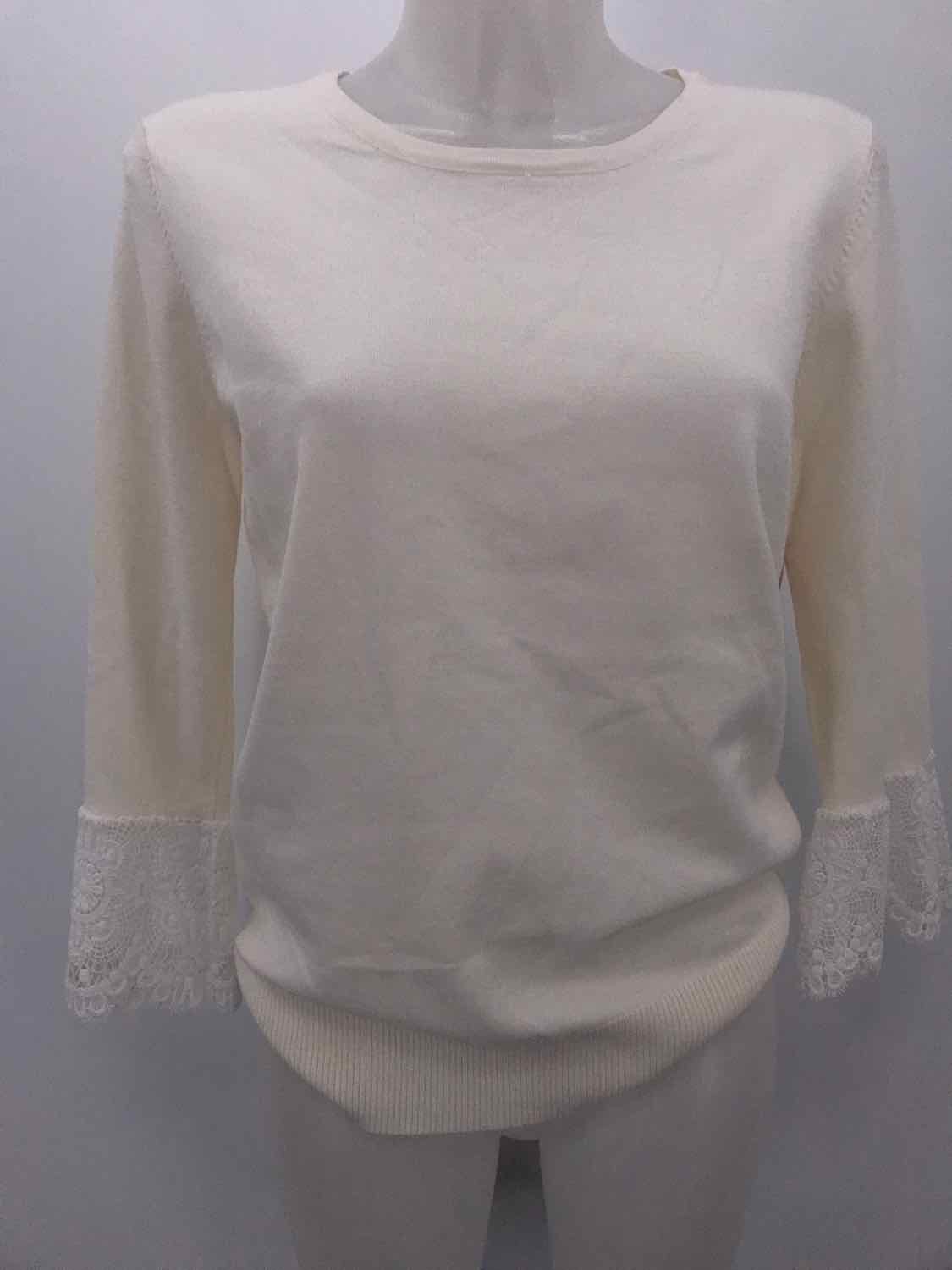 Catherine Malandrino Ivory Size Medium Lace Bell Sleeve Sweater