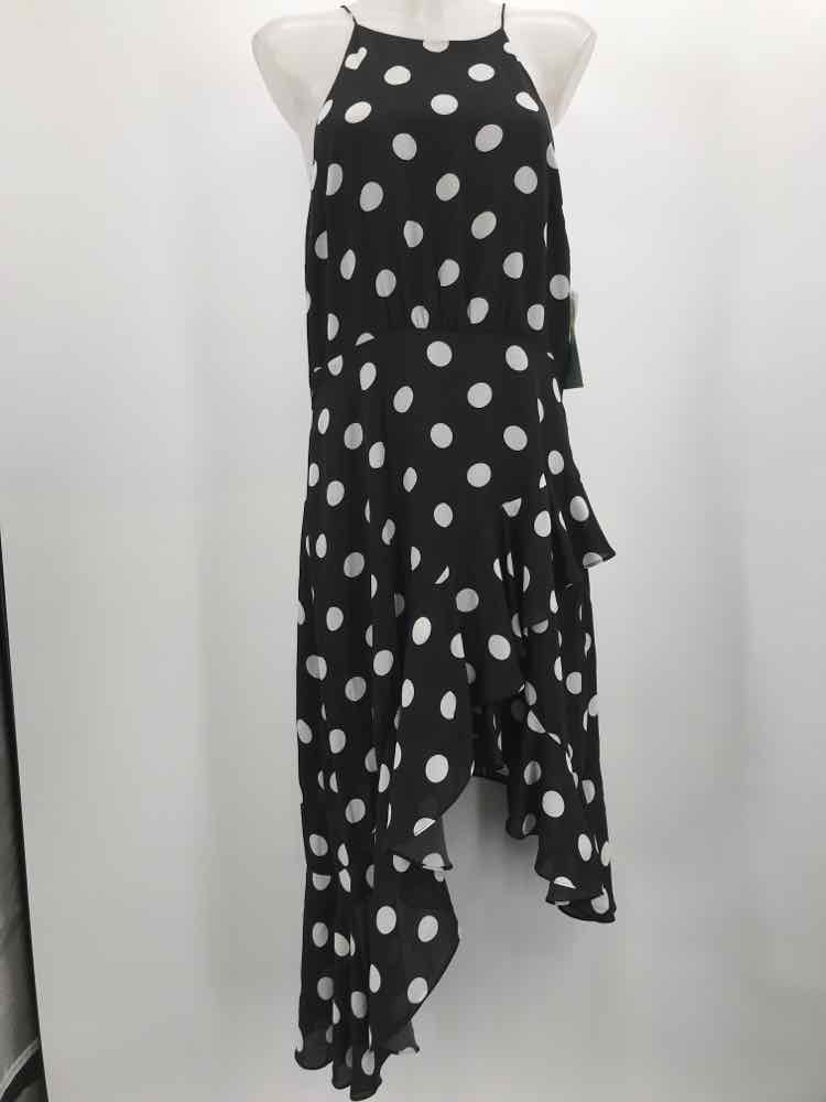 CeCe Black Size 14 Polyester Polka Dot Hi-Low Sleeveless Dress