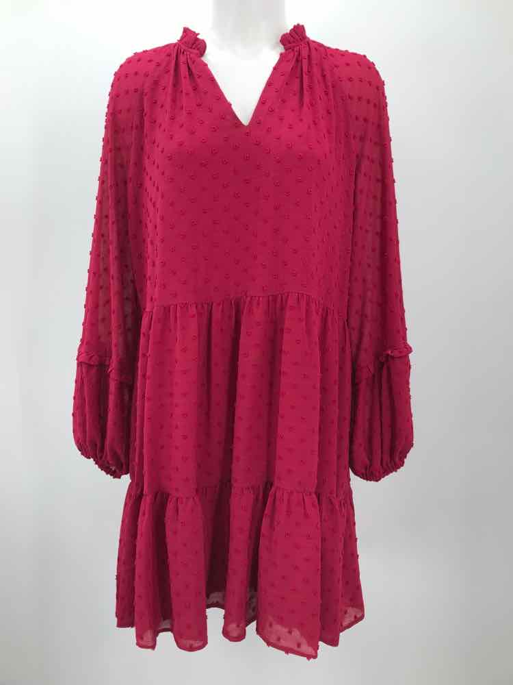 CeCe Pink Size Medium Textured Tiered Short Long Sleeve Dress