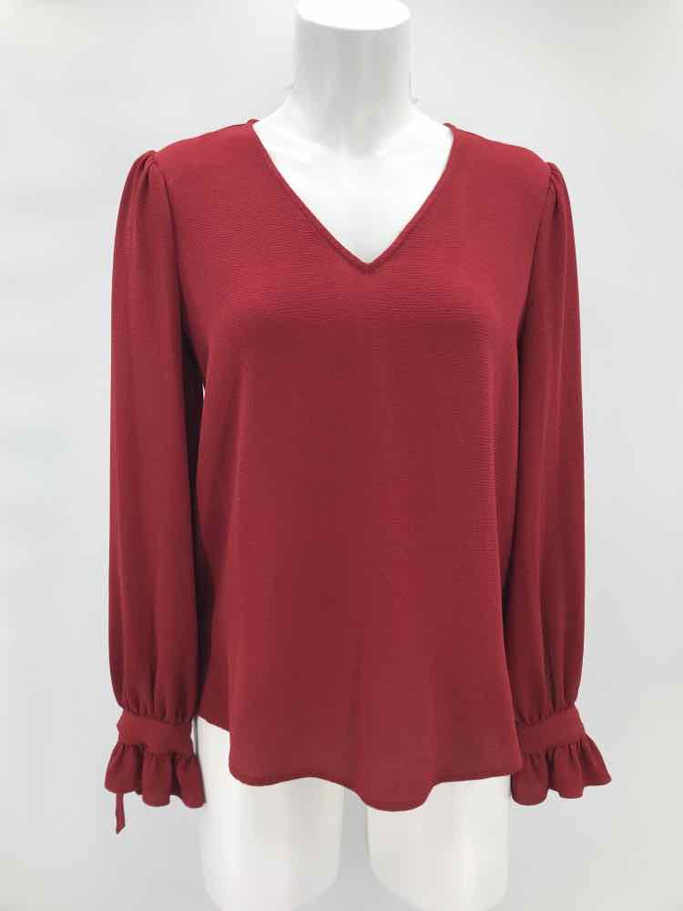 CeCe Red Size XS Long Sleeve Blouse