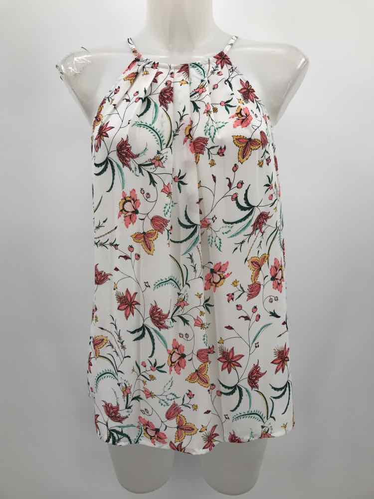 CeCe White Size Small Floral Halter Tank